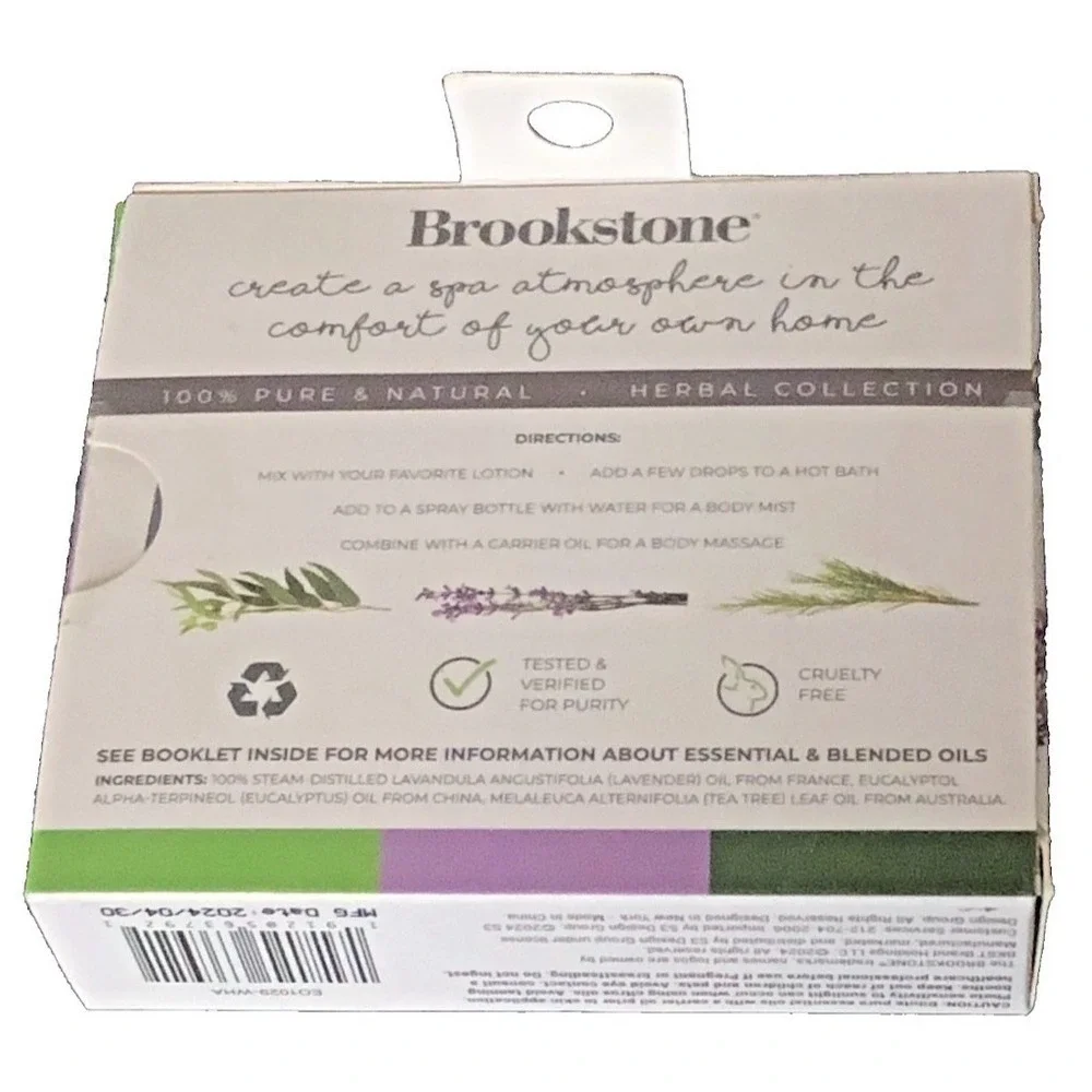 Aromatherapy Brookstone Essential Oil Set 3-Pack Euc Lavender Tea Tree 10mL Each